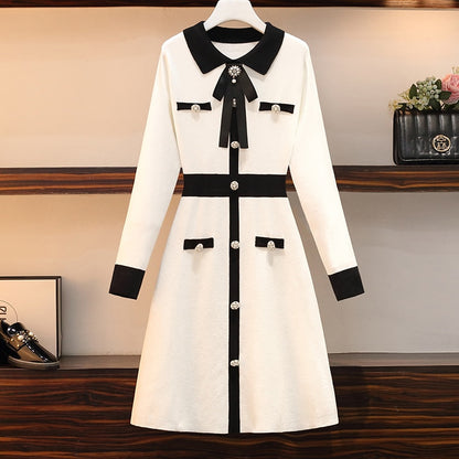 Women Bow Long sleeve Dress