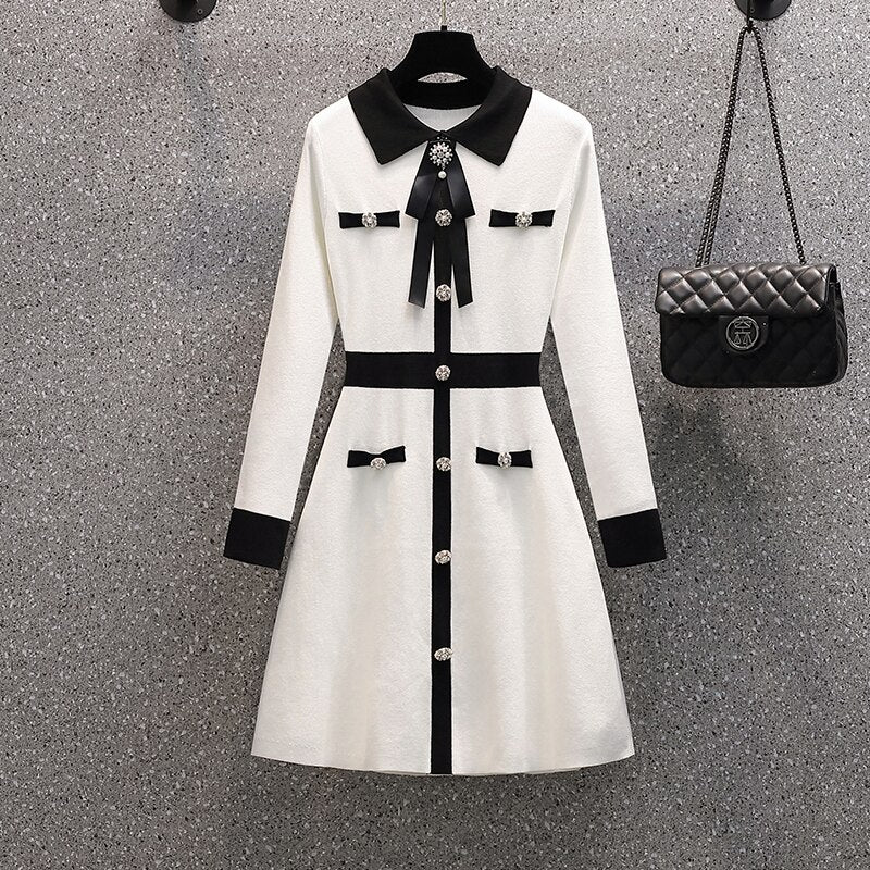 Women Bow Long sleeve Dress