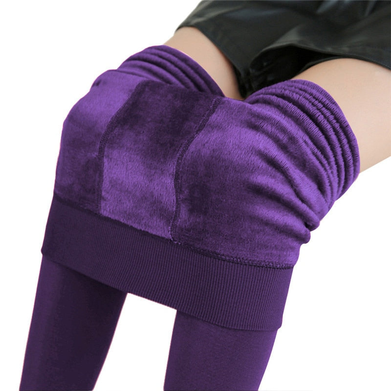 Women Winter Velvet Stretchy Leggings