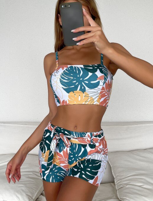 Sexy Flower Print Bikini Set