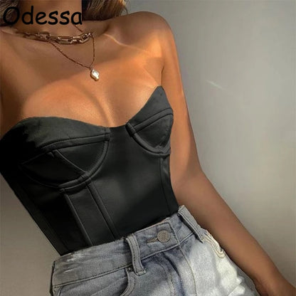 Emily in Paris Outfit Satin Corset Crop Tops