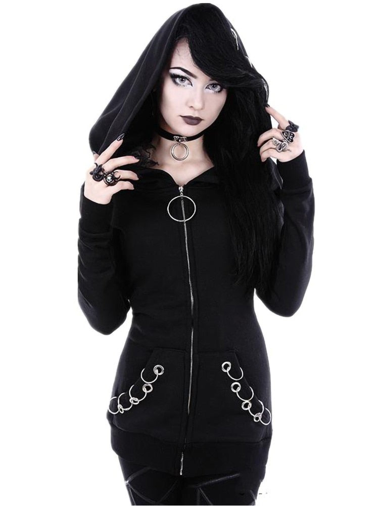 Punk Hooded Zipper Jacket