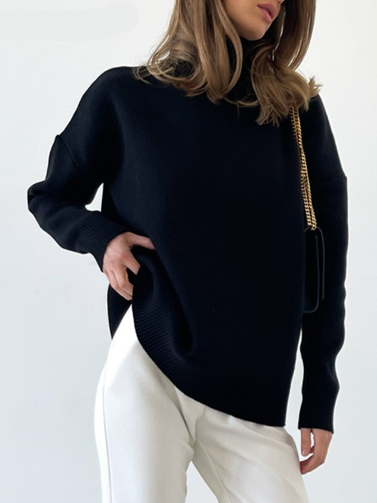 Women Oversized Casual Turtleneck Sweater