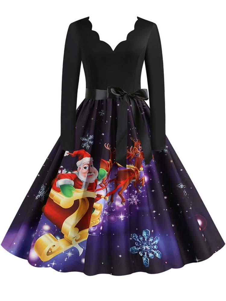 Women Long Sleeve Christmas Party Dress