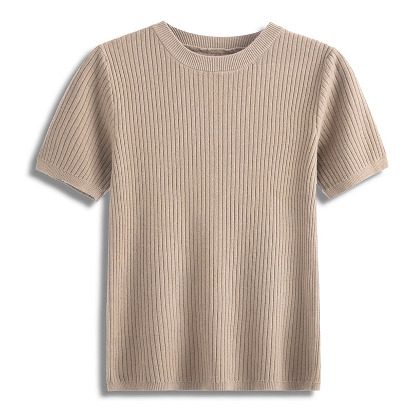 Pullover Knitted Half Sleeve Knitted Shirts