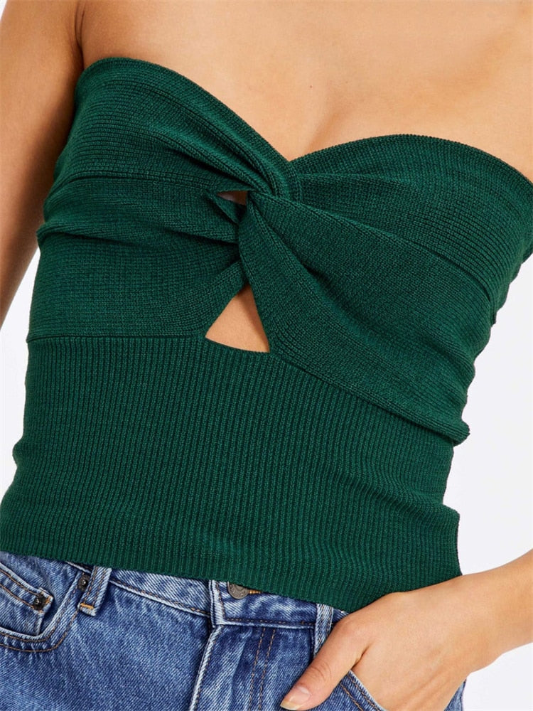 Tossy Knit Tube Women Strapless Corset Tops