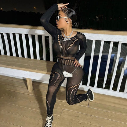 Fishnet See Through Jumpsuit