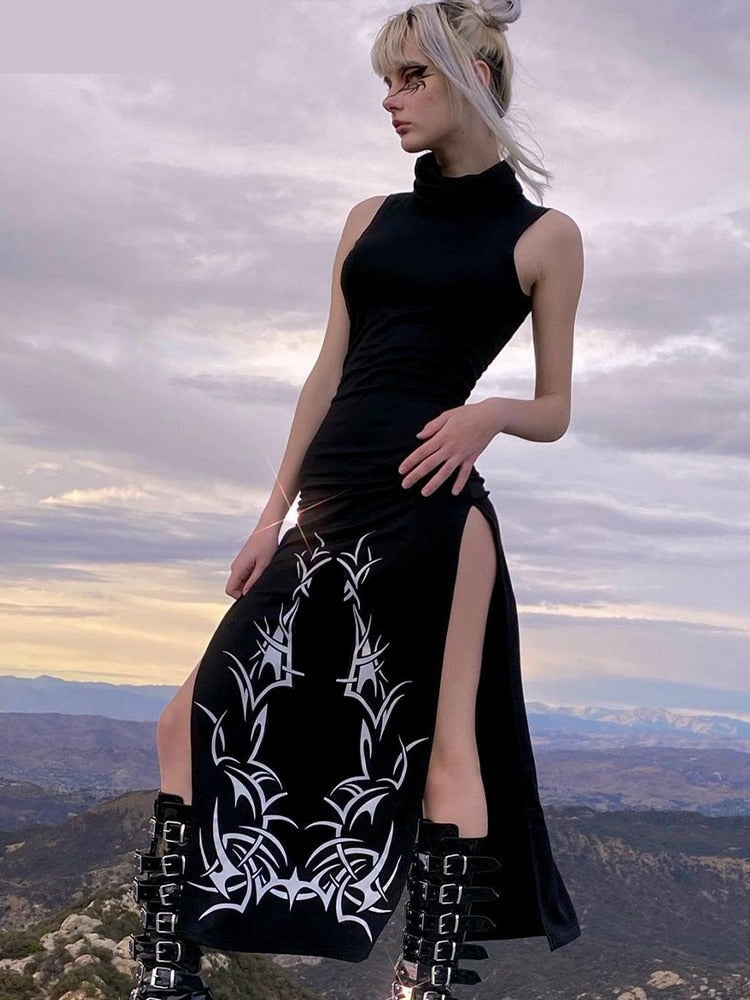 Women Dark Split Side Dress