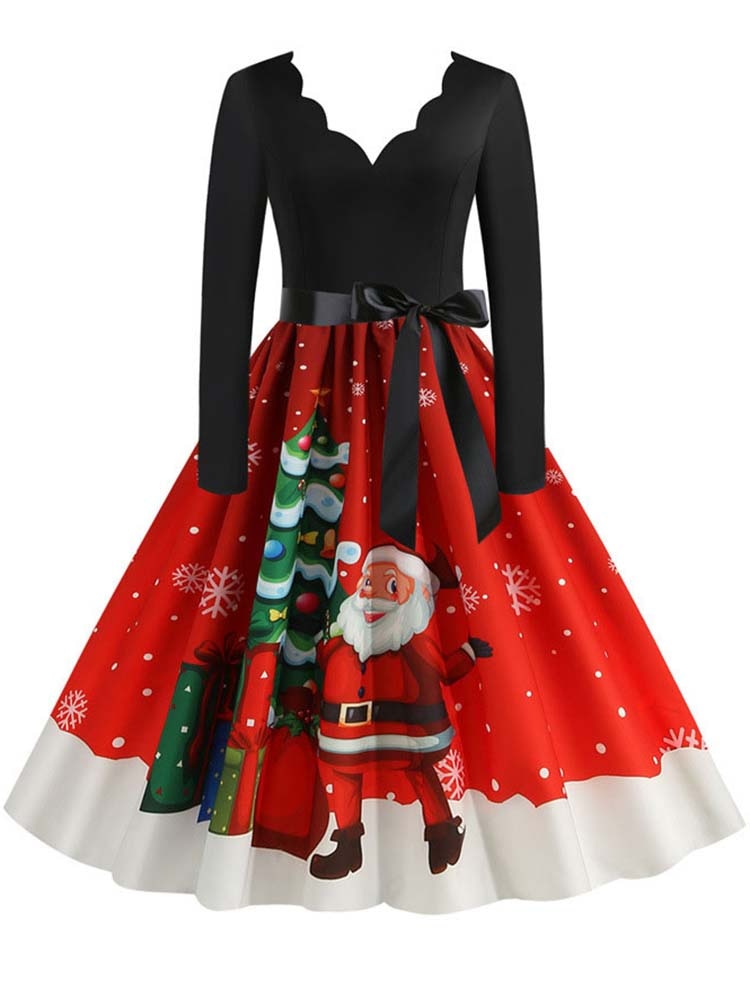 Women Long Sleeve Christmas Party Dress