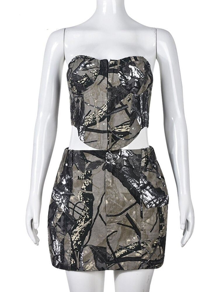 Camouflage Print Two Piece Set