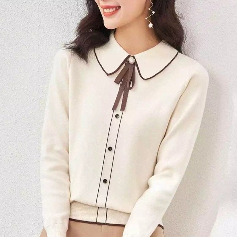 Elegant Bow Knitted Sweater