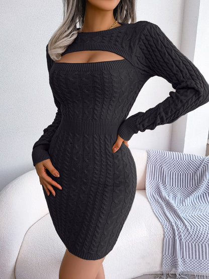 Hollow Out Long Sleeve Dress