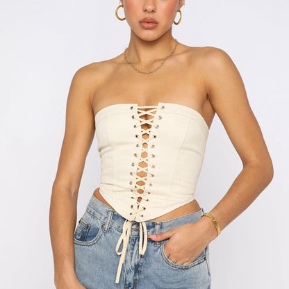 Emily in Paris Outfit Off-Shoulder Slim-fit Tank Tops