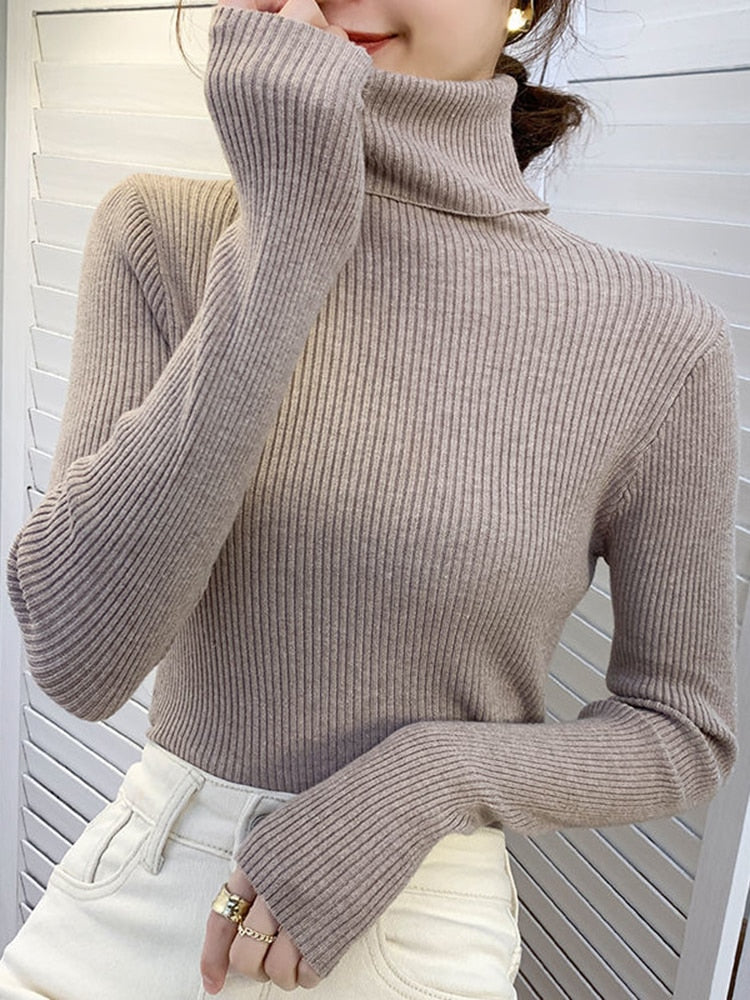 Women's Long Sleeve Pullover Turtleneck Sweater