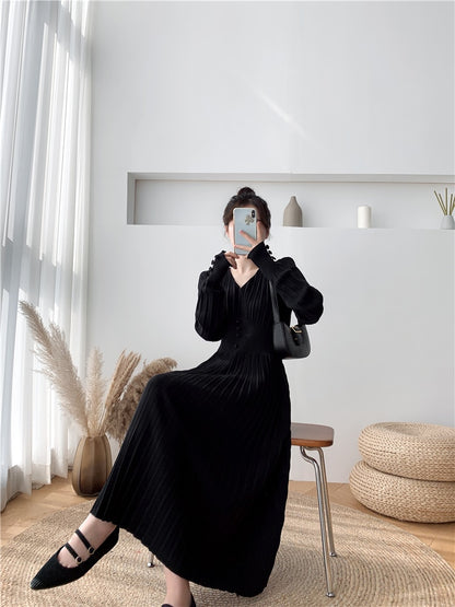 Casual Sexy V-Neck Knit Long Dress