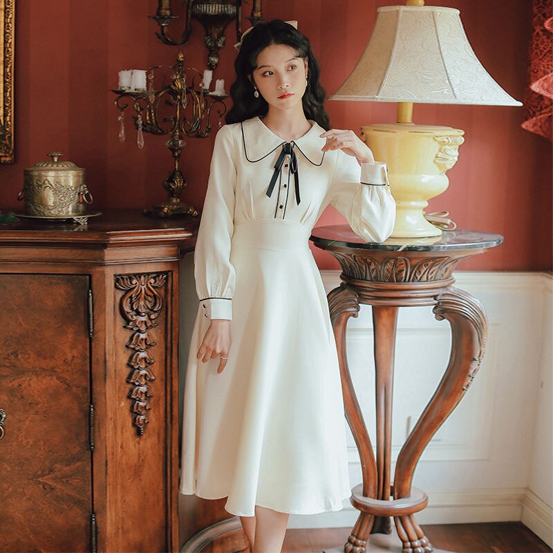 Vintage Long Sleeve Midi Dress