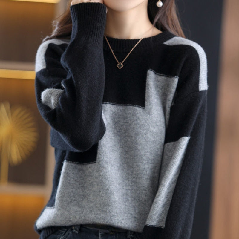 Elegant Round Neck Casual Sweater