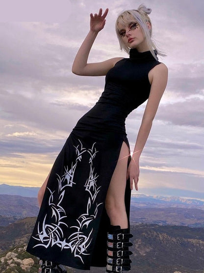 Women Dark Split Side Dress