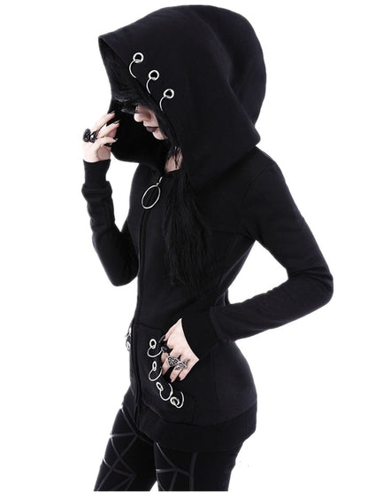 Punk Hooded Zipper Jacket